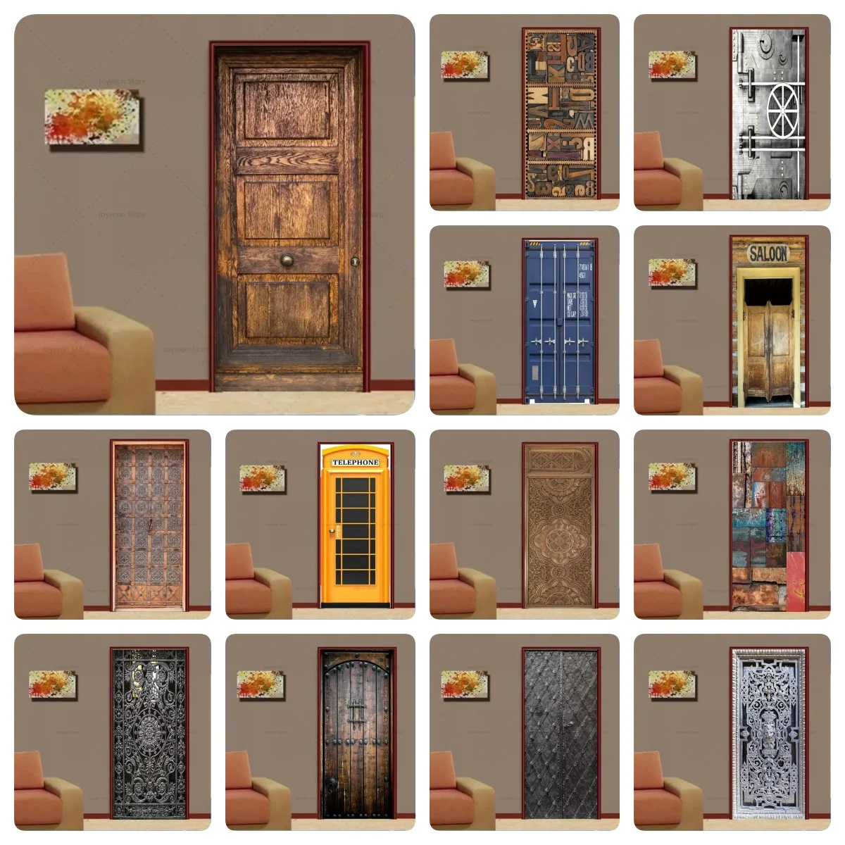 Rustic Retro Door Stickers Waterproof Self-Adhesive Wood Western Telephone Box Industrial Iron Gate Wrap for Home Office Decor
Rustic Retro Door Stickers Waterproof Self-Adhesive Wood Western Telephone Box Industrial Iron Gate Wrap for Home Office Decor