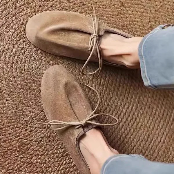 Frosted Soft Cowhide Flat High Quality Single Shoes Female 2025 New Lace-up Round Head Retro Soft Sole Temperament Beans Shoes 
Frosted Soft Cowhide Flat High Quality Single Shoes Female 2025 New Lace-up Round Head Retro Soft Sole Temperament Beans Shoes