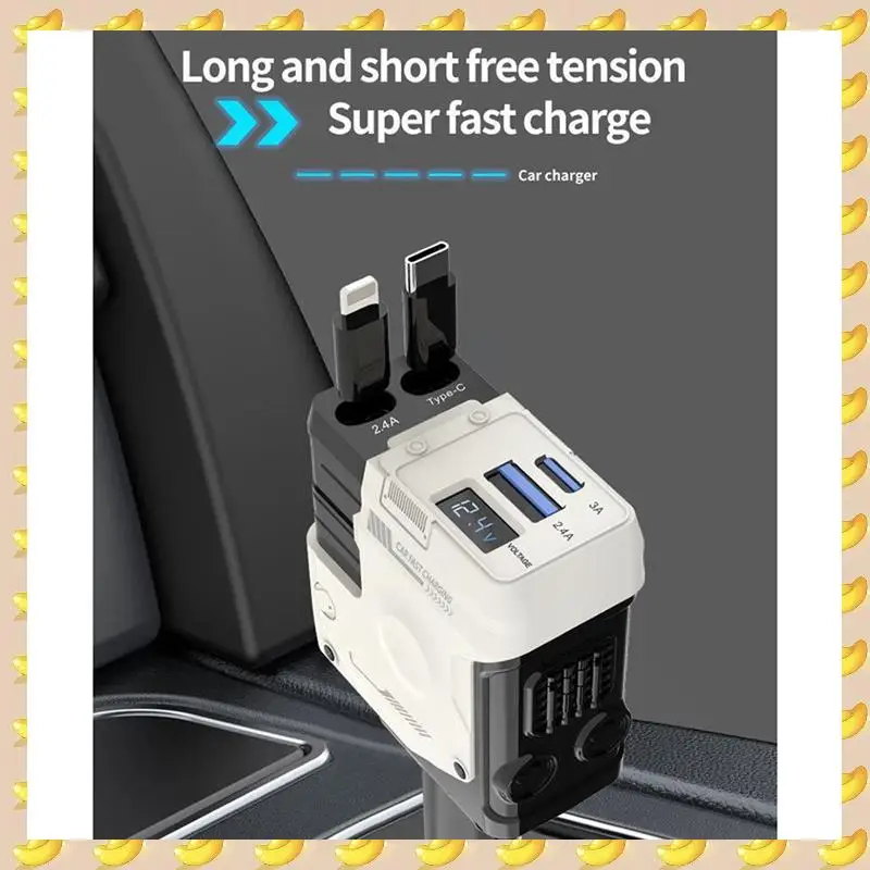 A45U 4 In 1 Retractable Car Fast Charger USB Type C Cable For Iphone Huawei Samsung Cord Cigarette Lighter Adapter D QC3.0
A45U 4 In 1 Retractable Car Fast Charger USB Type C Cable For Iphone Huawei Samsung Cord Cigarette Lighter Adapter D QC3.0