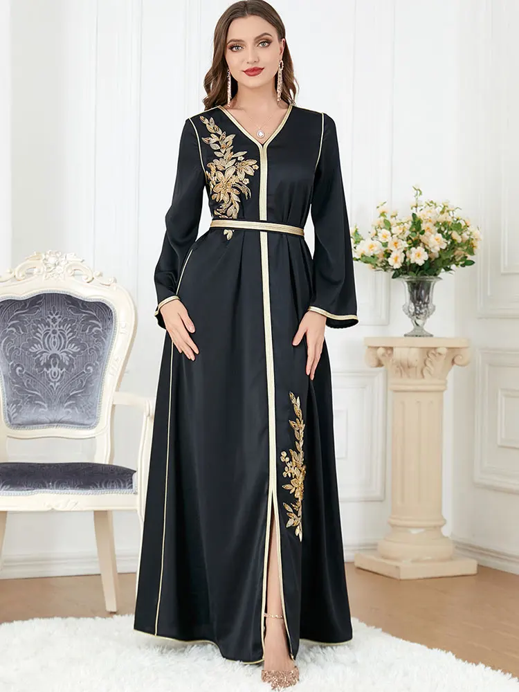Beading Kaftan Arabic Long Dress Embroidery Evening Party Dresses Gulf Jalabiya Eid Ramadan Muslim Turkish Abaya Black Satin
Beading Kaftan Arabic Long Dress Embroidery Evening Party Dresses Gulf Jalabiya Eid Ramadan Muslim Turkish Abaya Black Satin