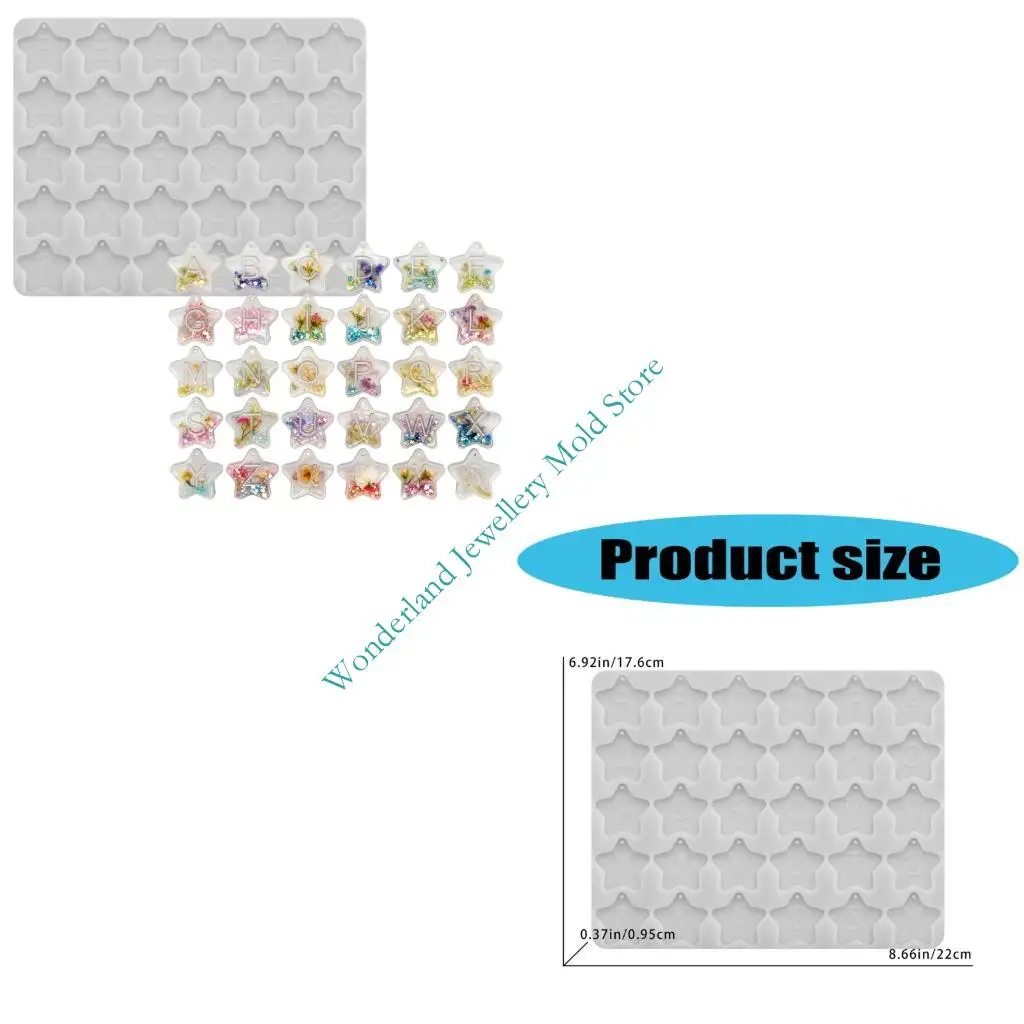 H7EB Silicone Letter and Star Pendant Mold for Jewelry Making Crafting Resin Charm
H7EB Silicone Letter and Star Pendant Mold for Jewelry Making Crafting Resin Charm