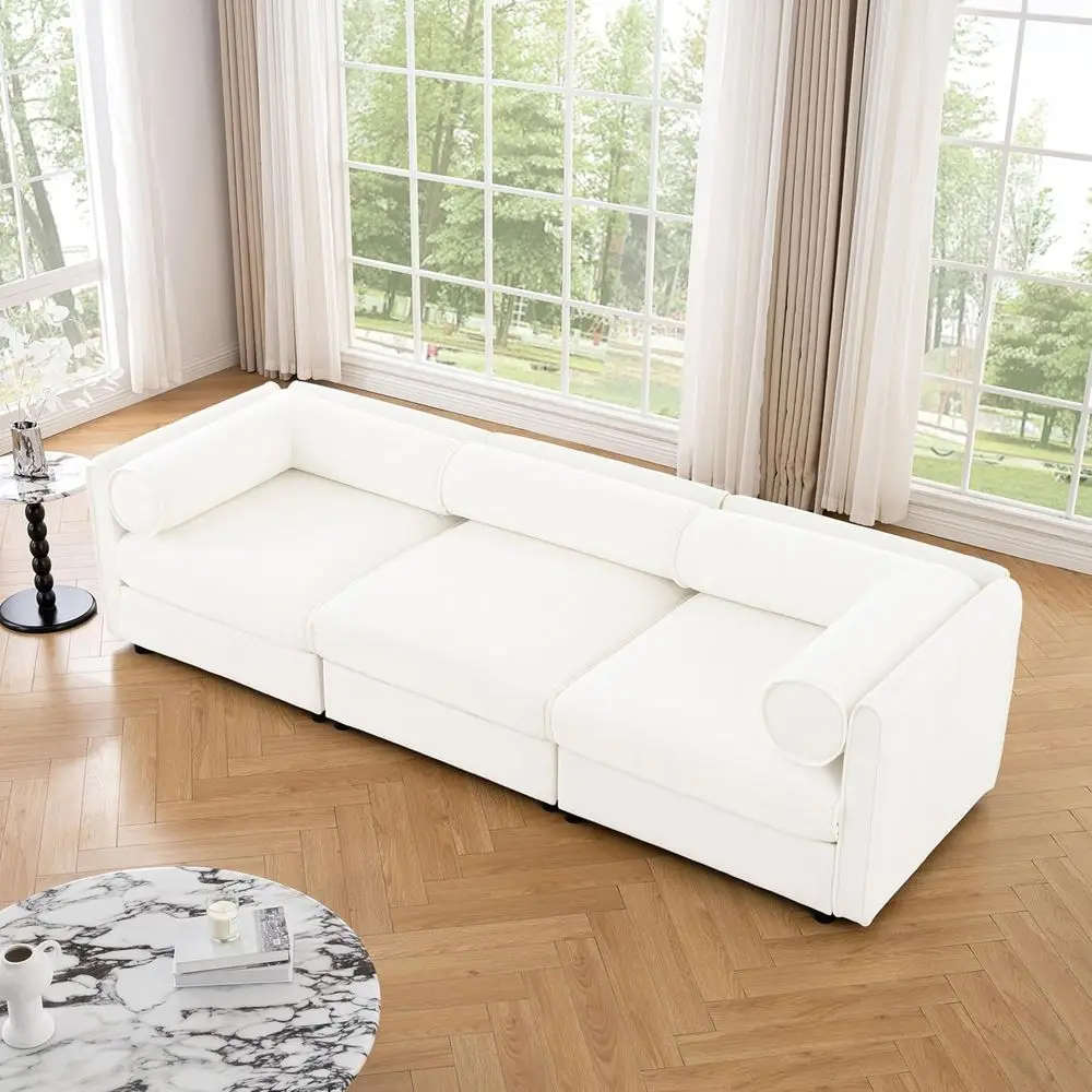 Large Chenille Sectional Sofa with Storage, 109 Deep Seating, Cylindrical Back & Armrests, White Living Room Furniture
Large Chenille Sectional Sofa with Storage, 109 Deep Seating, Cylindrical Back & Armrests, White Living Room Furniture