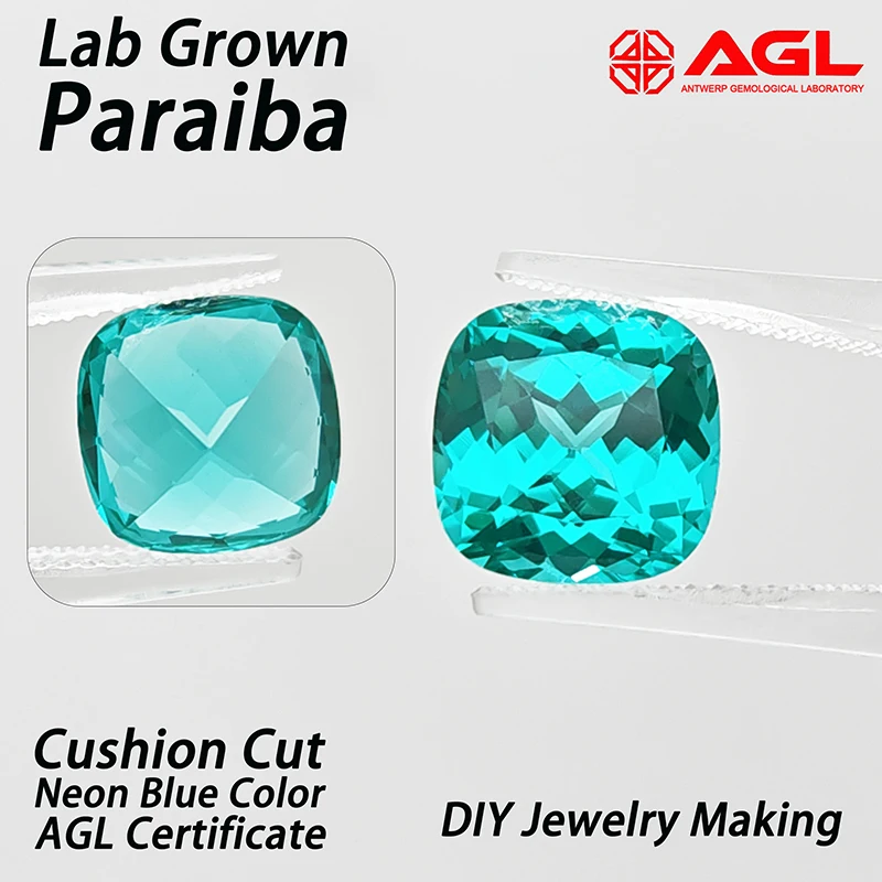 Lab Grown Paraiba Cushion Cut Neon Blue Color Gemstone for DIY Jewelry Making Inlay Ring Necklace Selectable AGL Certificate
Lab Grown Paraiba Cushion Cut Neon Blue Color Gemstone for DIY Jewelry Making Inlay Ring Necklace Selectable AGL Certificate