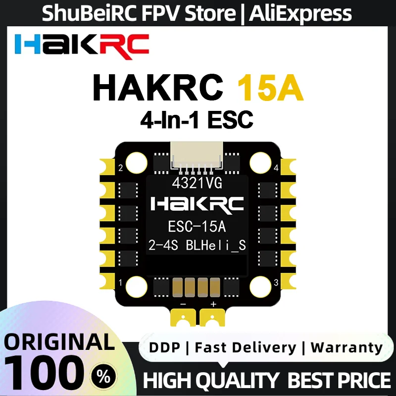HAKRC 15A 4-In-1 ESC 2S-4S Lipo PWM Drive Active Freewheeling to Extend Endurance Speed Controller for FPV RC Racing Drones
HAKRC 15A 4-In-1 ESC 2S-4S Lipo PWM Drive Active Freewheeling to Extend Endurance Speed Controller for FPV RC Racing Drones