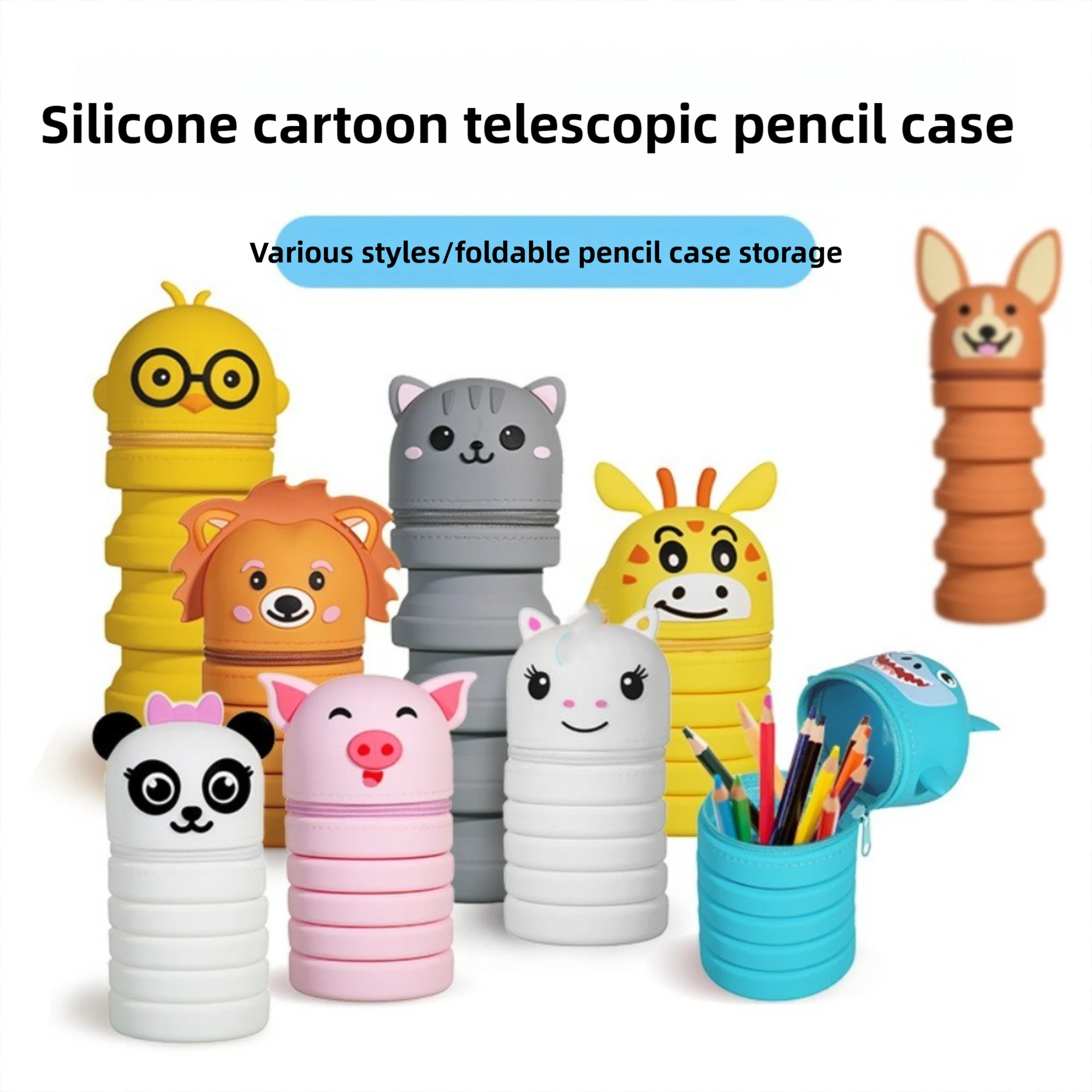 Cute Retractable Pencil Case with Zipper Silicone Stationery Organizer Large Capacity Cartoon Pencil Storage Bag Students
Cute Retractable Pencil Case with Zipper Silicone Stationery Organizer Large Capacity Cartoon Pencil Storage Bag Students