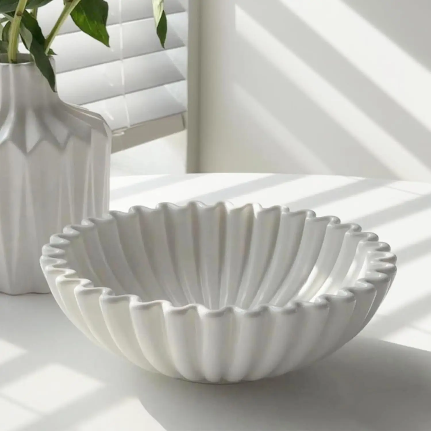 Large 10in Ceramic White Scalloped Ruffle Fruit Bowl for Kitchen Counter, Dishwasher & Microwave Safe Home Decor
Large 10in Ceramic White Scalloped Ruffle Fruit Bowl for Kitchen Counter, Dishwasher & Microwave Safe Home Decor