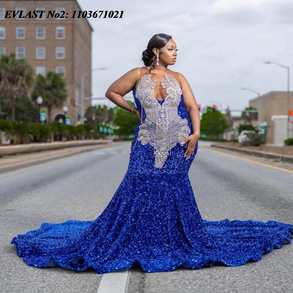 EVLAST Customized 2025 Royal Blue Sequins Prom Dress Blackgirls Silver Crystal Beaded Mermaid Party Gown Robes De Soirée E2P448
EVLAST Customized 2025 Royal Blue Sequins Prom Dress Blackgirls Silver Crystal Beaded Mermaid Party Gown Robes De Soirée E2P448