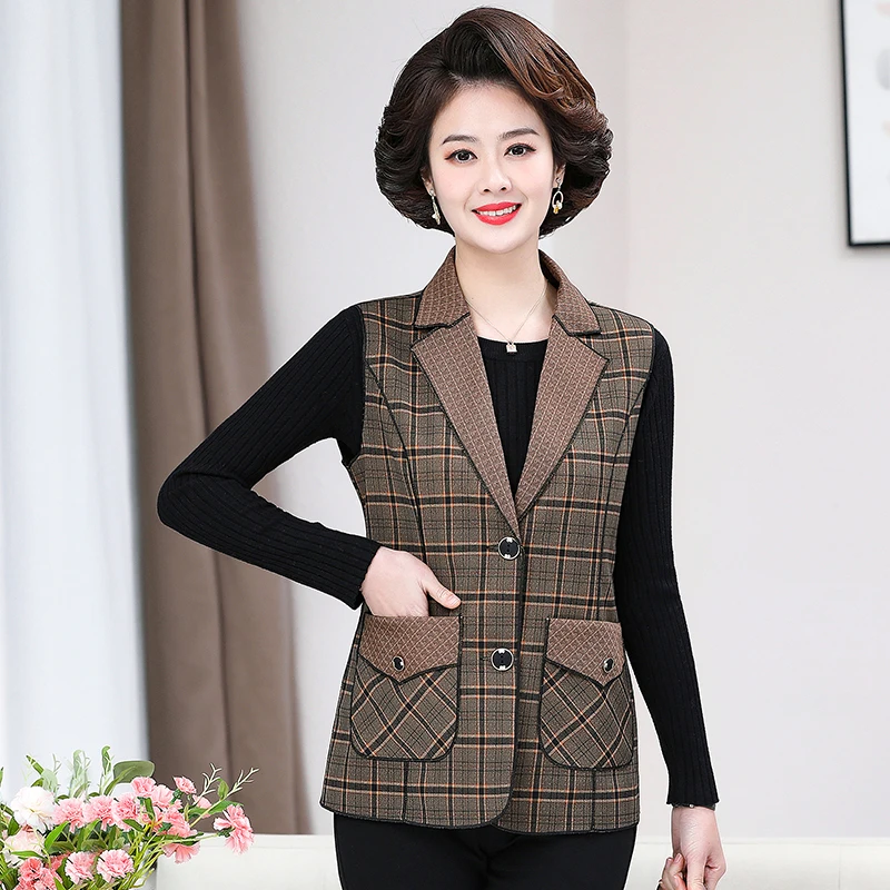 Mom Casual Thin Vest Jacket 2022 New Spring Autumn Plaid Vest Waistcoat Female Fashion Loose Blazer Vest Waistcoat Women Top 5XL
Mom Casual Thin Vest Jacket 2022 New Spring Autumn Plaid Vest Waistcoat Female Fashion Loose Blazer Vest Waistcoat Women Top 5XL