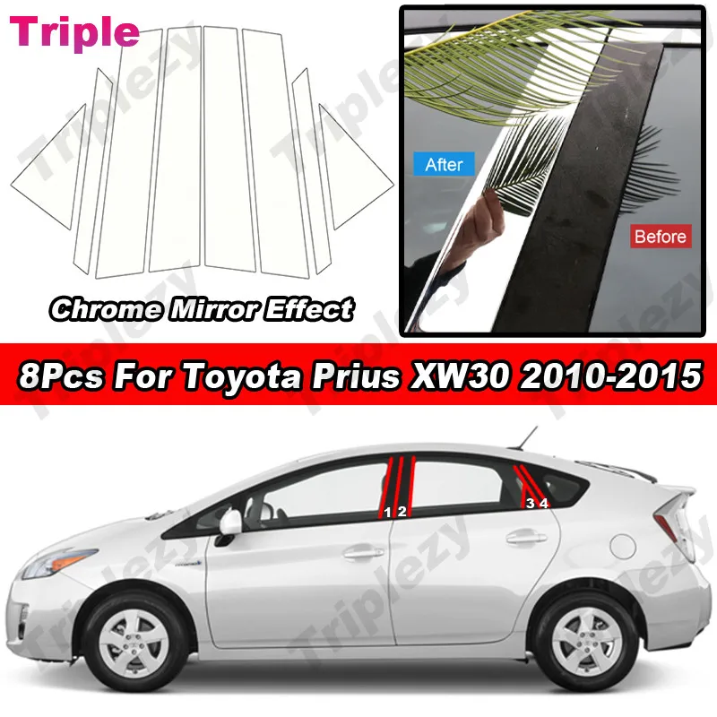 8Pcs Glossy Chrome PC Material Car Pillar Posts Door Side Trim Cover Sticker For Toyota Prius XW30 2010-2015 Mirror Effect
8Pcs Glossy Chrome PC Material Car Pillar Posts Door Side Trim Cover Sticker For Toyota Prius XW30 2010-2015 Mirror Effect