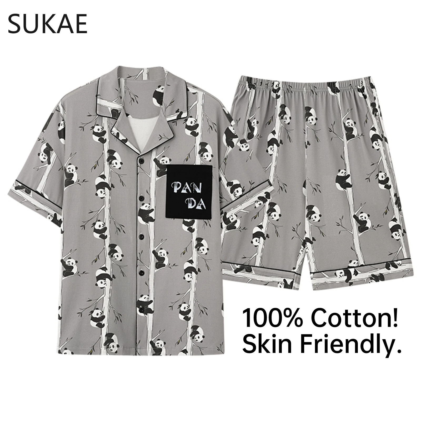 100% Cotton!Cute Panda Printing Lapel Placket 2025 Summer New Fashion Men's Pyjamas 100% Pure Cotton Comfy Breathable Sleepwear
100% Cotton!Cute Panda Printing Lapel Placket 2025 Summer New Fashion Men's Pyjamas 100% Pure Cotton Comfy Breathable Sleepwear
