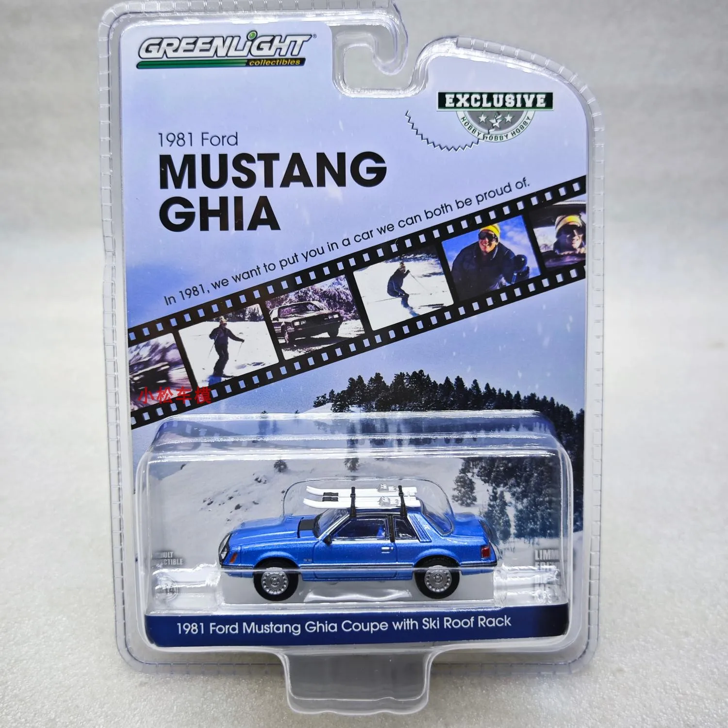 GreenLight 1:64 1981 Ford Mustang Ghia Coupe with Ski Top Frame - Mid Blue Light Diecast Alloy Car Model Collectible Gift
GreenLight 1:64 1981 Ford Mustang Ghia Coupe with Ski Top Frame - Mid Blue Light Diecast Alloy Car Model Collectible Gift