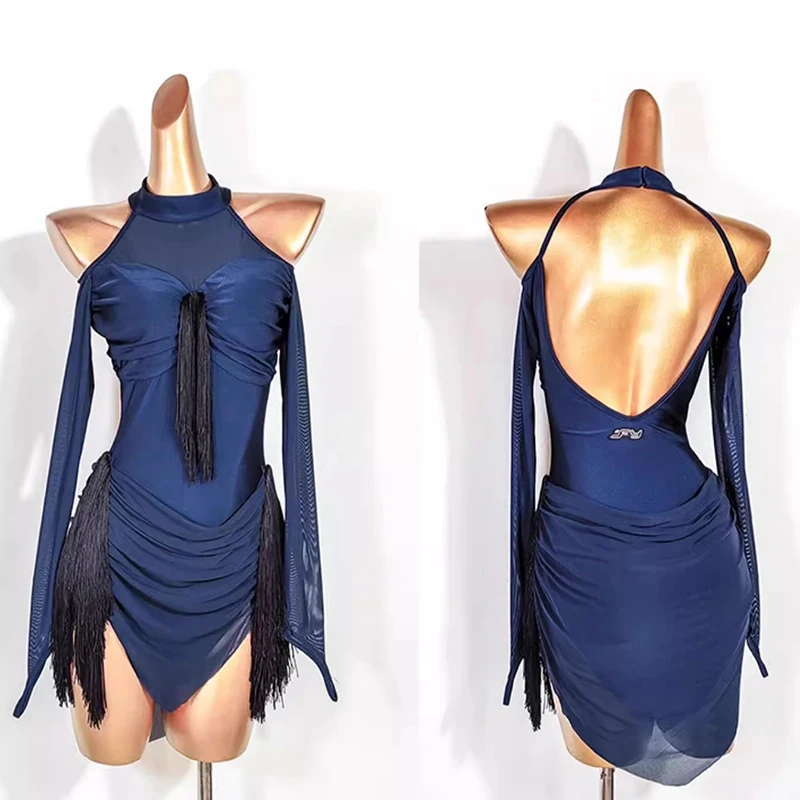 Sexy Latin Dance Dress Women's Performance Tassel Mesh Long Sleeve Salsa Rumba Clothes Standard Adult Stage Competition Costume
Sexy Latin Dance Dress Women's Performance Tassel Mesh Long Sleeve Salsa Rumba Clothes Standard Adult Stage Competition Costume
