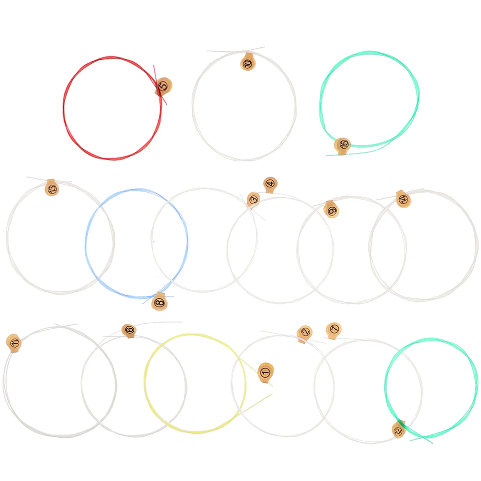 15Pcs Lyre String Set Easy Install Lightweight Harp Strings Kit Perfect Sound Consonant Bass Smooth Tone Transition for All
15Pcs Lyre String Set Easy Install Lightweight Harp Strings Kit Perfect Sound Consonant Bass Smooth Tone Transition for All