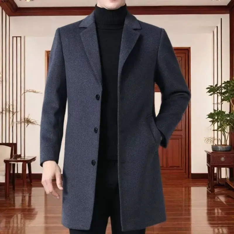New Men's Woolen Coat Autumn Winter Mid-Length Suit Collar Outerwear for 50 to 60 Years Old Busin Gentleman Sle
New Men's Woolen Coat Autumn Winter Mid-Length Suit Collar Outerwear for 50 to 60 Years Old Busin Gentleman Sle