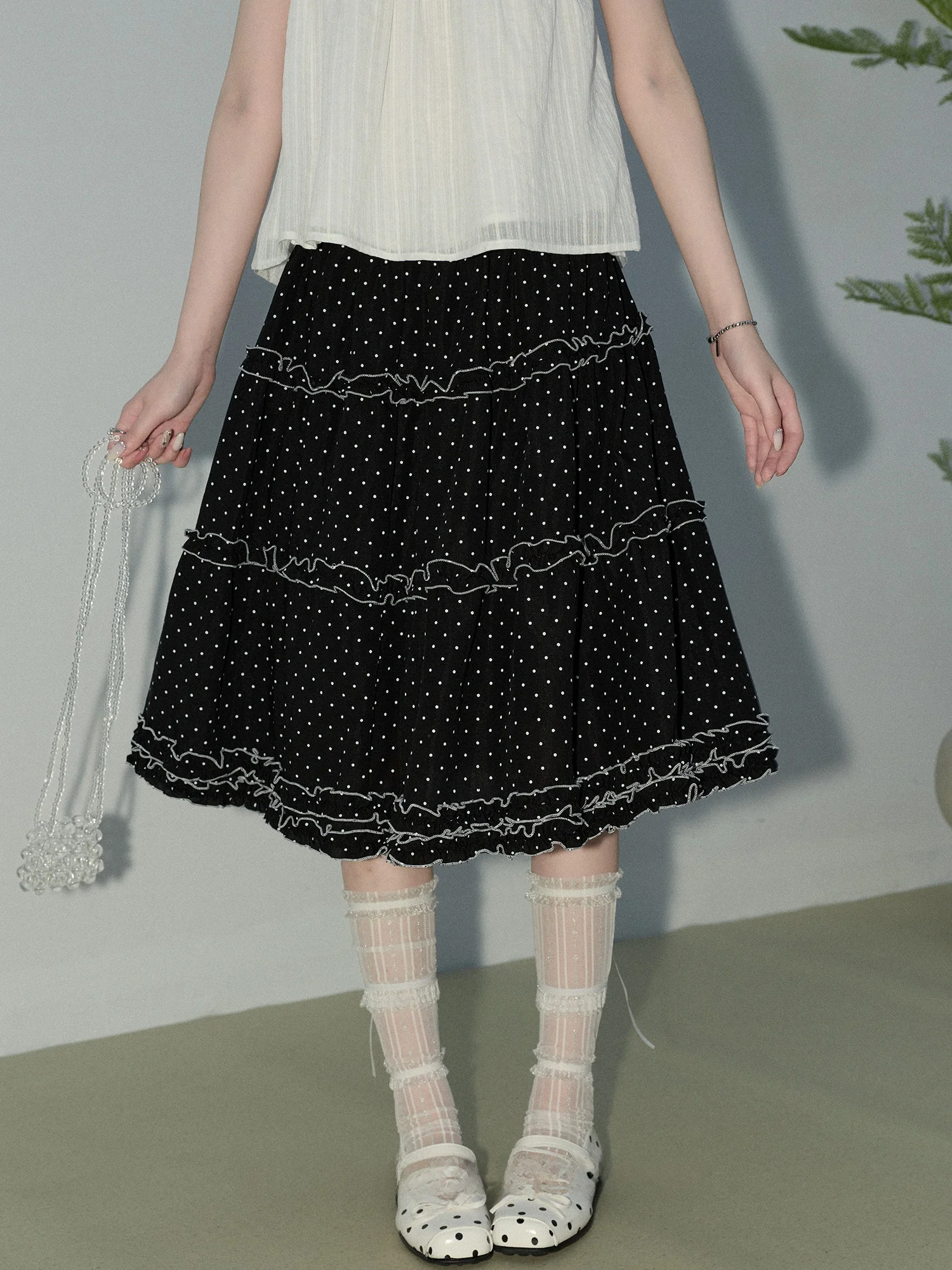 Princess Style Polka Dot Wood Grain Half Skirt High Waist Slim A-Line Midi Black Skirt for Women City Commute Casual Wear
Princess Style Polka Dot Wood Grain Half Skirt High Waist Slim A-Line Midi Black Skirt for Women City Commute Casual Wear