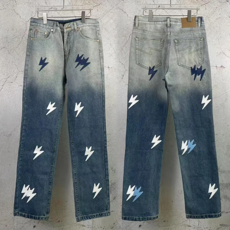 Fashionable Gradient Color Design Vintage Wash Jeans Men Women High Quality Patchwork Leather Pattern Straight-leg Pants
Fashionable Gradient Color Design Vintage Wash Jeans Men Women High Quality Patchwork Leather Pattern Straight-leg Pants