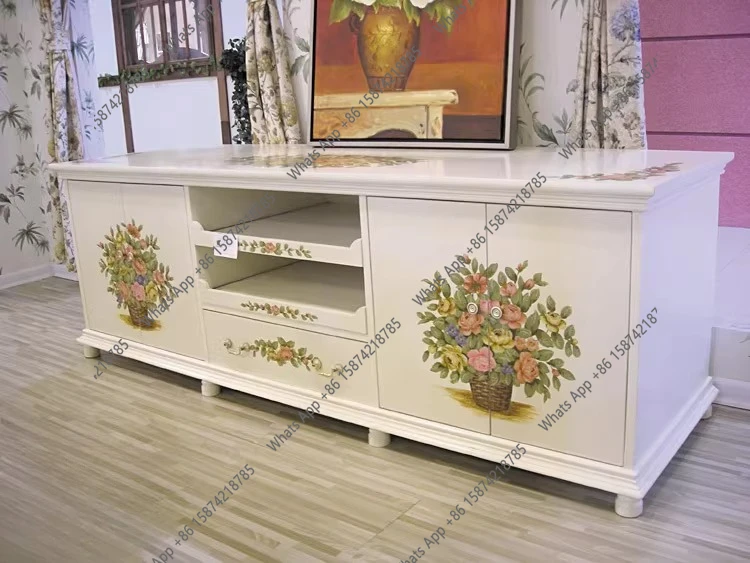 Z Solid wood pastoral hand-painted furniture painted rose TV cabinet audio-visual cabinet
Z Solid wood pastoral hand-painted furniture painted rose TV cabinet audio-visual cabinet
