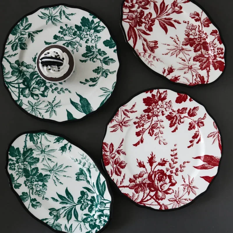 MIDOSHARK Vintage wax leaf print medieval style black-edged dinner plate serving platter
MIDOSHARK Vintage wax leaf print medieval style black-edged dinner plate serving platter