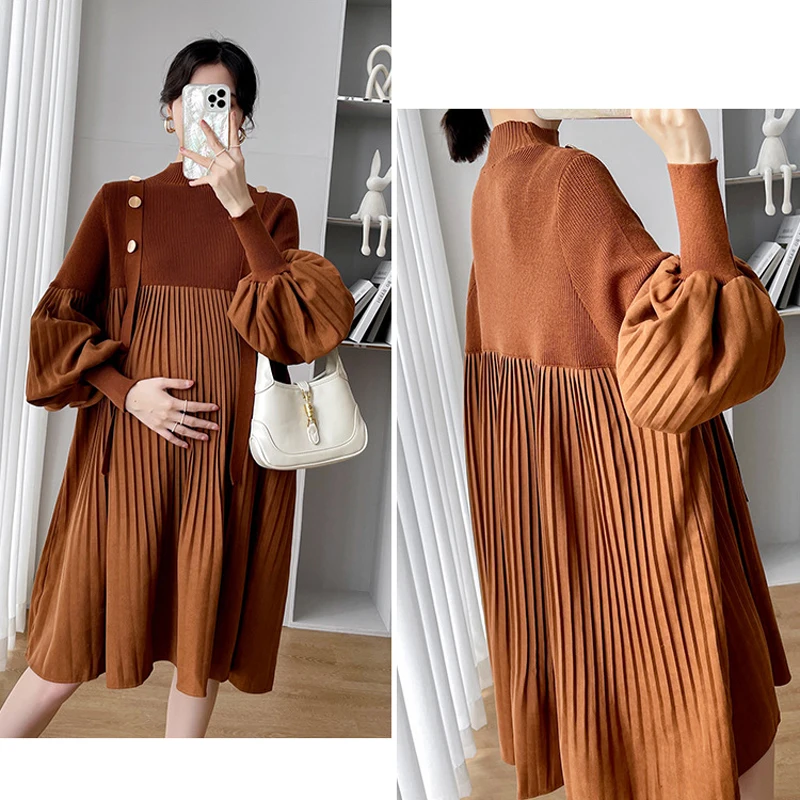 Maternity Oversize Sweater Loose Slim Pleated Dresses Fashion Solid Elegant Knitted Dress High Elasticity Casual Pregnant Wear
Maternity Oversize Sweater Loose Slim Pleated Dresses Fashion Solid Elegant Knitted Dress High Elasticity Casual Pregnant Wear