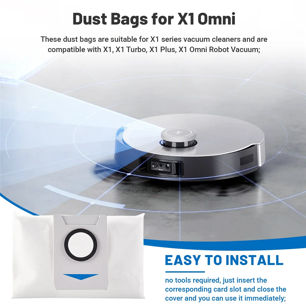 Эффективные запасные части, мешки для пыли для Ecovacs Deebot X1 Omni/Turbo, аксессуары для роботов-пылесосов, вакуумные мешки
Эффективные запасные части, мешки для пыли для Ecovacs Deebot X1 Omni/Turbo, аксессуары для роботов-пылесосов, вакуумные мешки
