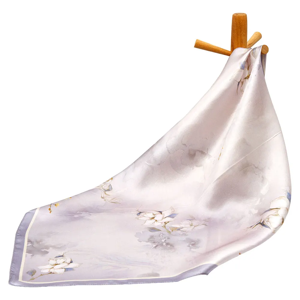53cm Pure Natural Silk Scarf Women Floral Magnolia Print Bandana Purple Grey Foulard Luxury Neckerchief Lady Head Hair Wrap Tie
53cm Pure Natural Silk Scarf Women Floral Magnolia Print Bandana Purple Grey Foulard Luxury Neckerchief Lady Head Hair Wrap Tie
