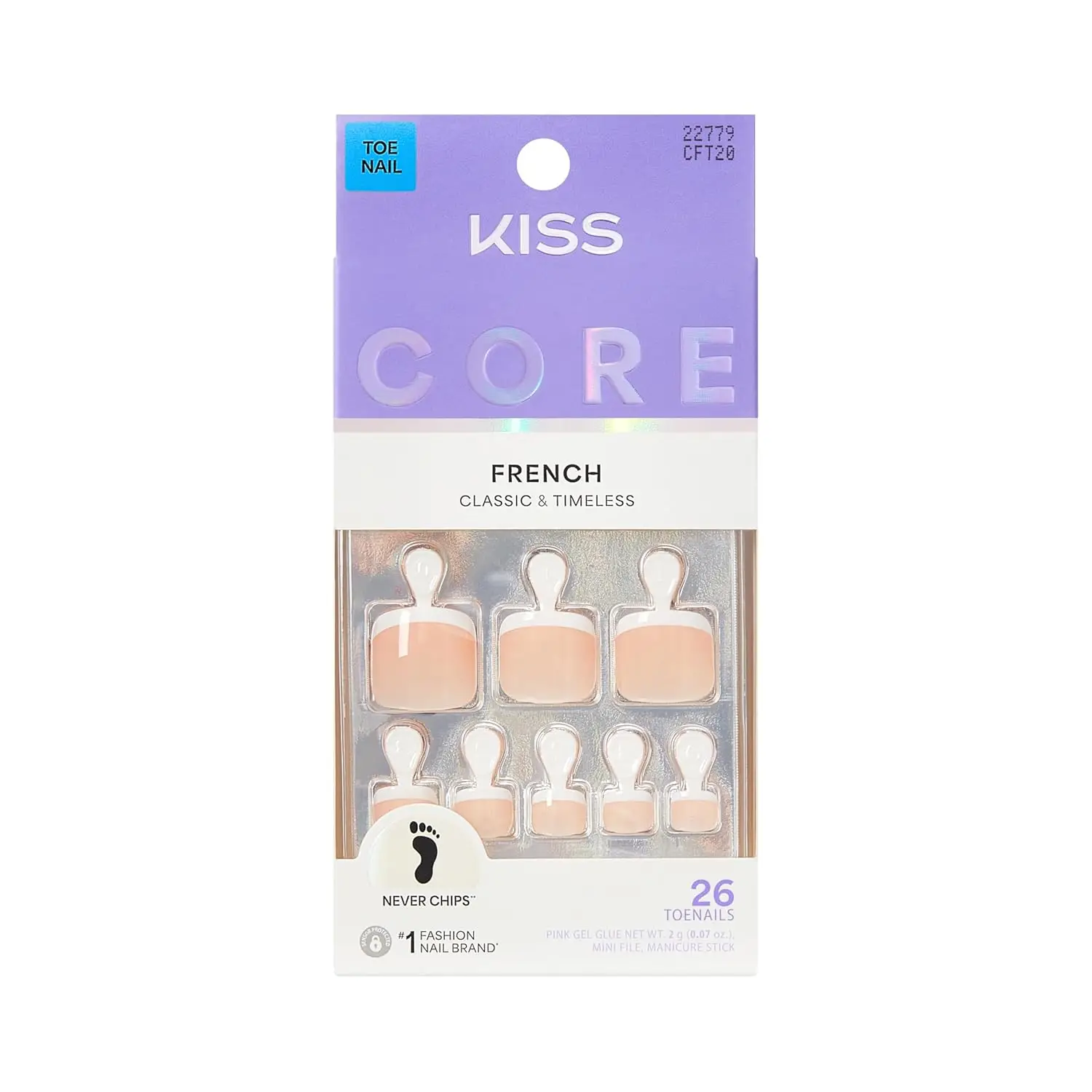 Press On Nails, 26 Toenails, 2g Glue, Manicure Stick & Mini File, Short Squoval White
Press On Nails, 26 Toenails, 2g Glue, Manicure Stick & Mini File, Short Squoval White