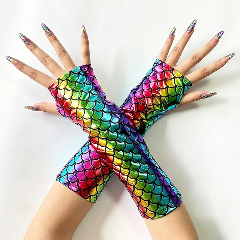 Fashion Mermaid Fish Scale Pattern Fingerless Long Gloves Women Gothic Cosplay Halloween Stage Performance Party Arm Sleeves
Fashion Mermaid Fish Scale Pattern Fingerless Long Gloves Women Gothic Cosplay Halloween Stage Performance Party Arm Sleeves
