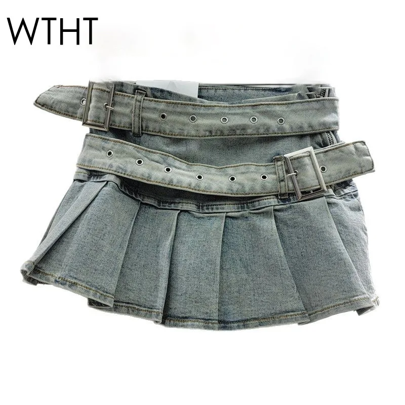 WTHT Vintage Trendy Women's Double Belt Wash Denim Pleated Skirts 2025 Summer Fashion High Waist A-line Skirt Female 1LS1694
WTHT Vintage Trendy Women's Double Belt Wash Denim Pleated Skirts 2025 Summer Fashion High Waist A-line Skirt Female 1LS1694
