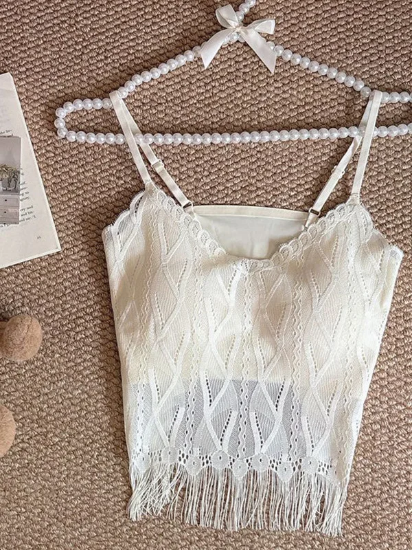 Sexy Lace Tassel Strap Vest Women's Summer Slim Fit Design Unique Short Top with Chest Pad Breathable Skin-friendly Polyester
Sexy Lace Tassel Strap Vest Women's Summer Slim Fit Design Unique Short Top with Chest Pad Breathable Skin-friendly Polyester