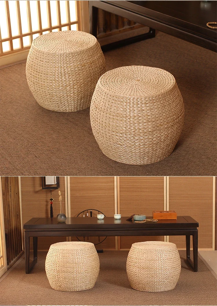 Handwoven Rattan Tatami Stool Handwoven Rattan Tatami Stool
