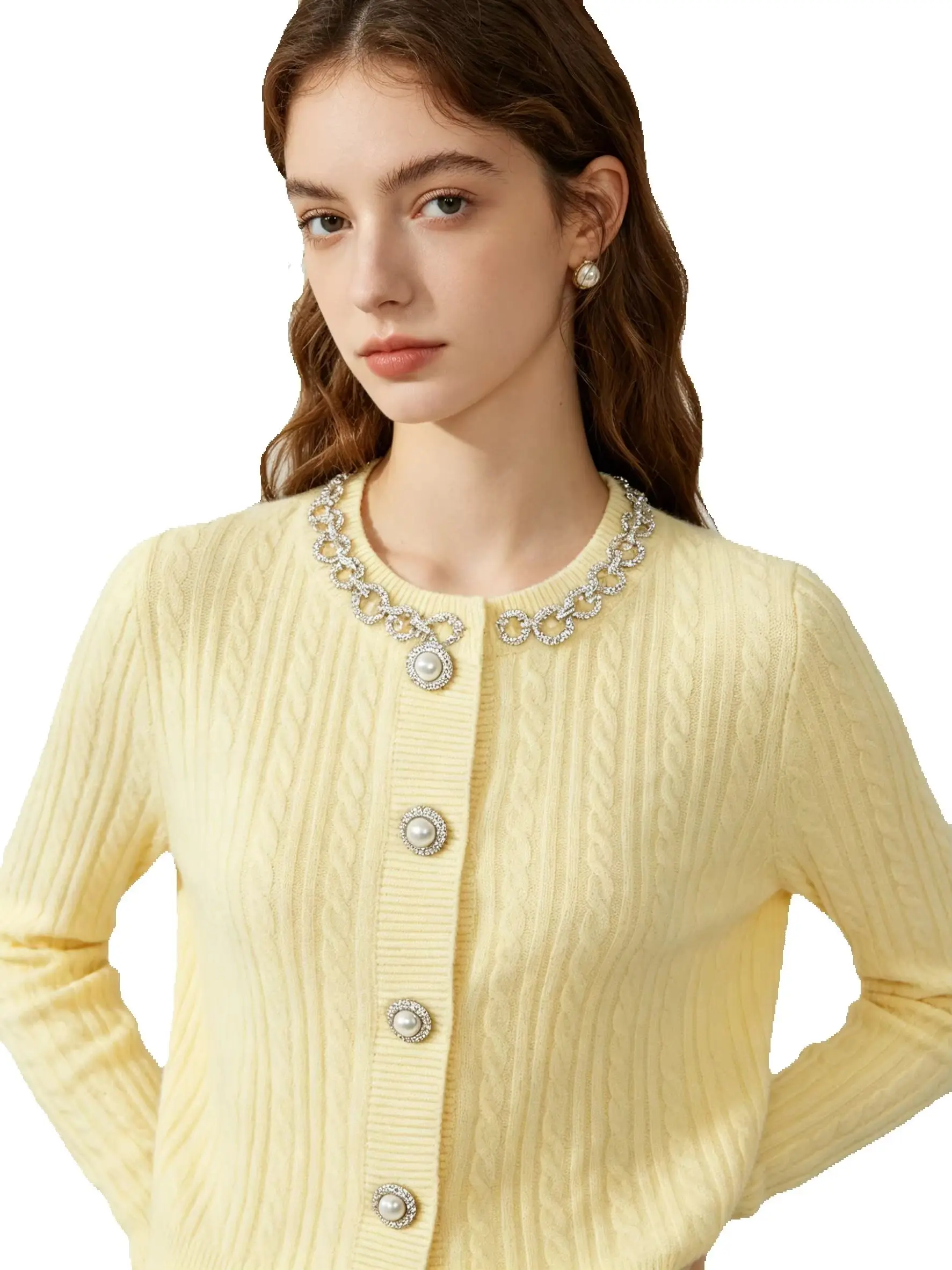 High Quality Spring And Autumn New Fashion Temperament Internet Celebrity Round Neck Nail Diamond Top Women's Cardigan
High Quality Spring And Autumn New Fashion Temperament Internet Celebrity Round Neck Nail Diamond Top Women's Cardigan