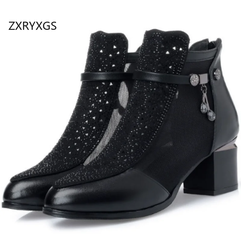 ZXRYXGS элегантные ботинки из воловьей кожи с круглым носком, сабо со стразами, модная обувь, новинка 2025, летние дышащие ботинки большого размера 
ZXRYXGS элегантные ботинки из воловьей кожи с круглым носком, сабо со стразами, модная обувь, новинка 2025, летние дышащие ботинки большого размера