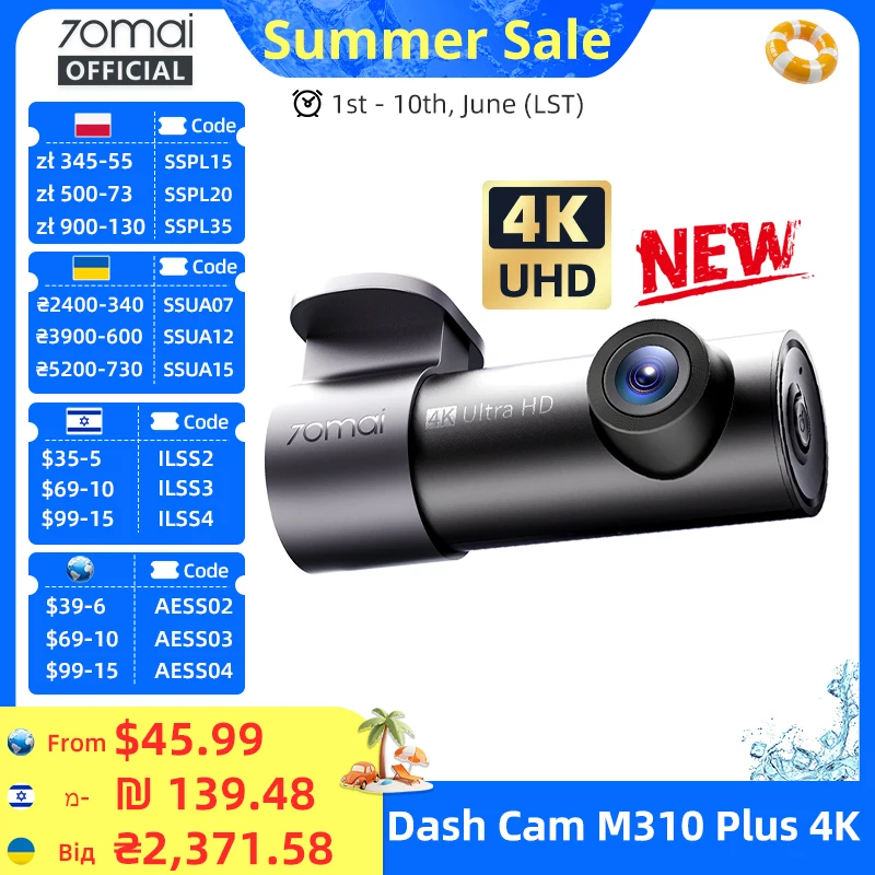 【New】70mai Dash Cam M310 Plus 4K 2160P WDR 360° Rotatable Lens Super Night Vision 24H Parking Survr70mai M310 Plus 4K
【New】70mai Dash Cam M310 Plus 4K 2160P WDR 360° Rotatable Lens Super Night Vision 24H Parking Survr70mai M310 Plus 4K