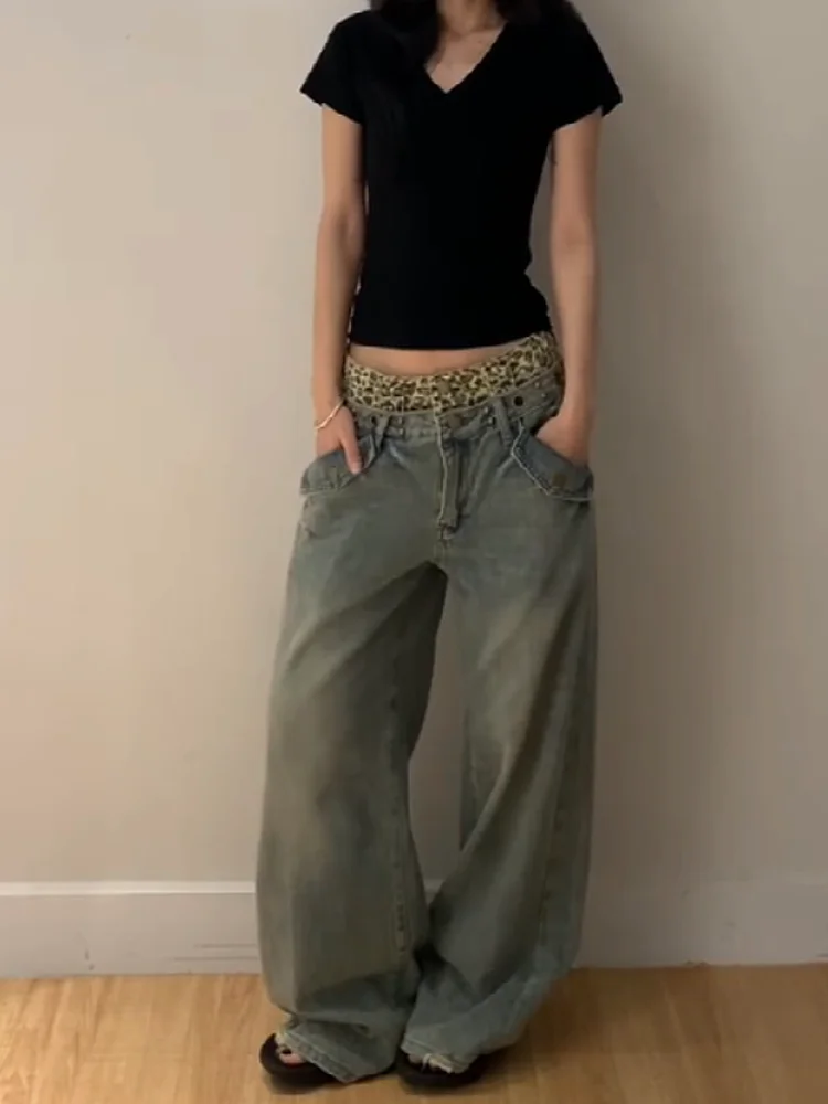 American Hot Girl Leopard Print High Waist Wide Leg Jeans Women Summer Design Straight Cut Floor Length Pants Casual Denim
American Hot Girl Leopard Print High Waist Wide Leg Jeans Women Summer Design Straight Cut Floor Length Pants Casual Denim