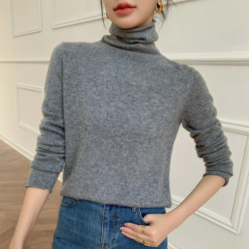 Female 100% Cashmere Sweater Women Slim Knitted Pullover High Elastic Base Layer New Arrival Top High Quality Pile Collar Shirt
Female 100% Cashmere Sweater Women Slim Knitted Pullover High Elastic Base Layer New Arrival Top High Quality Pile Collar Shirt