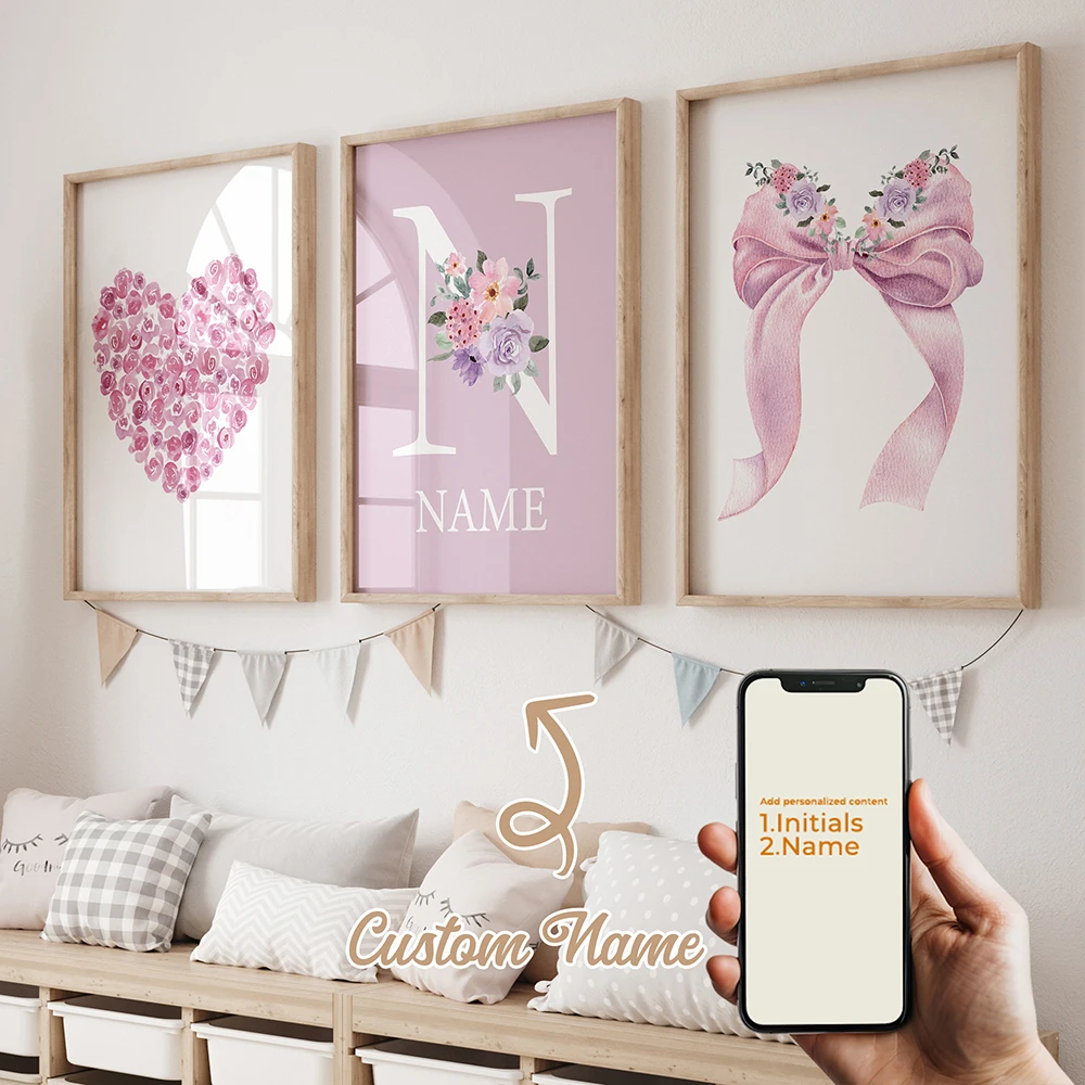 3pcs Personalized Custom Name Cartoon Purple Bow Wall Art Print Picture Canvas Poster Painting For Living Room Home Decor
3pcs Personalized Custom Name Cartoon Purple Bow Wall Art Print Picture Canvas Poster Painting For Living Room Home Decor