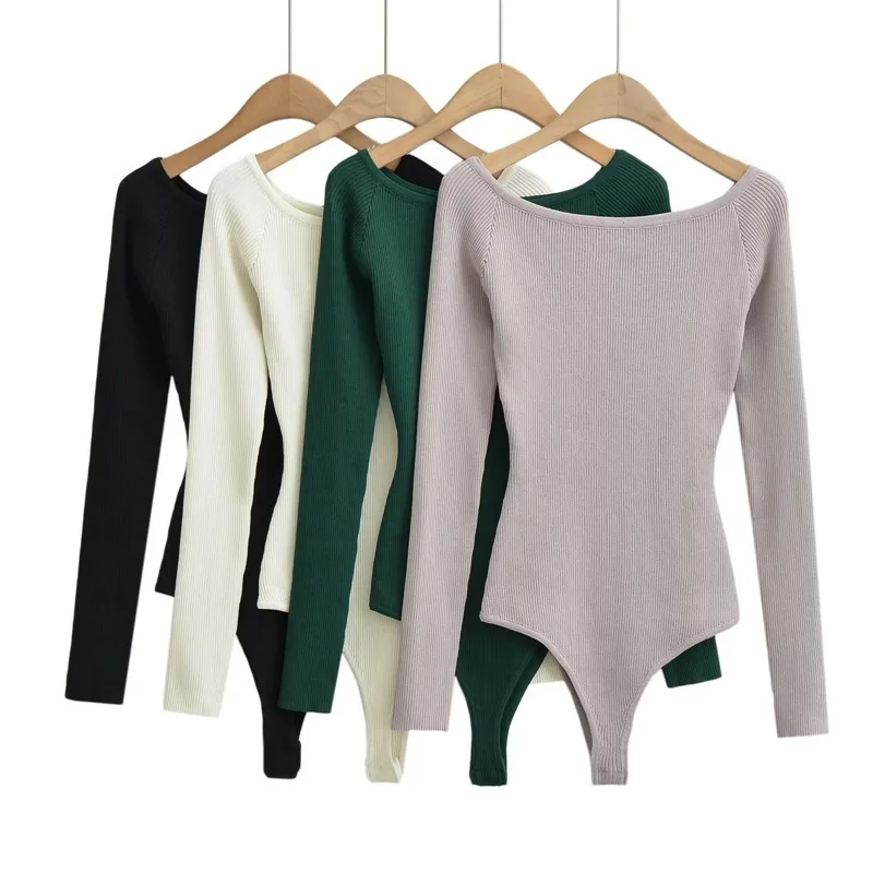Autumn Winter One Piece Women Knitted Solid Slash Neck Off the Shoulder Top Long Sleeve Black Green Bodysuit Bodycon Jumpsuit
Autumn Winter One Piece Women Knitted Solid Slash Neck Off the Shoulder Top Long Sleeve Black Green Bodysuit Bodycon Jumpsuit