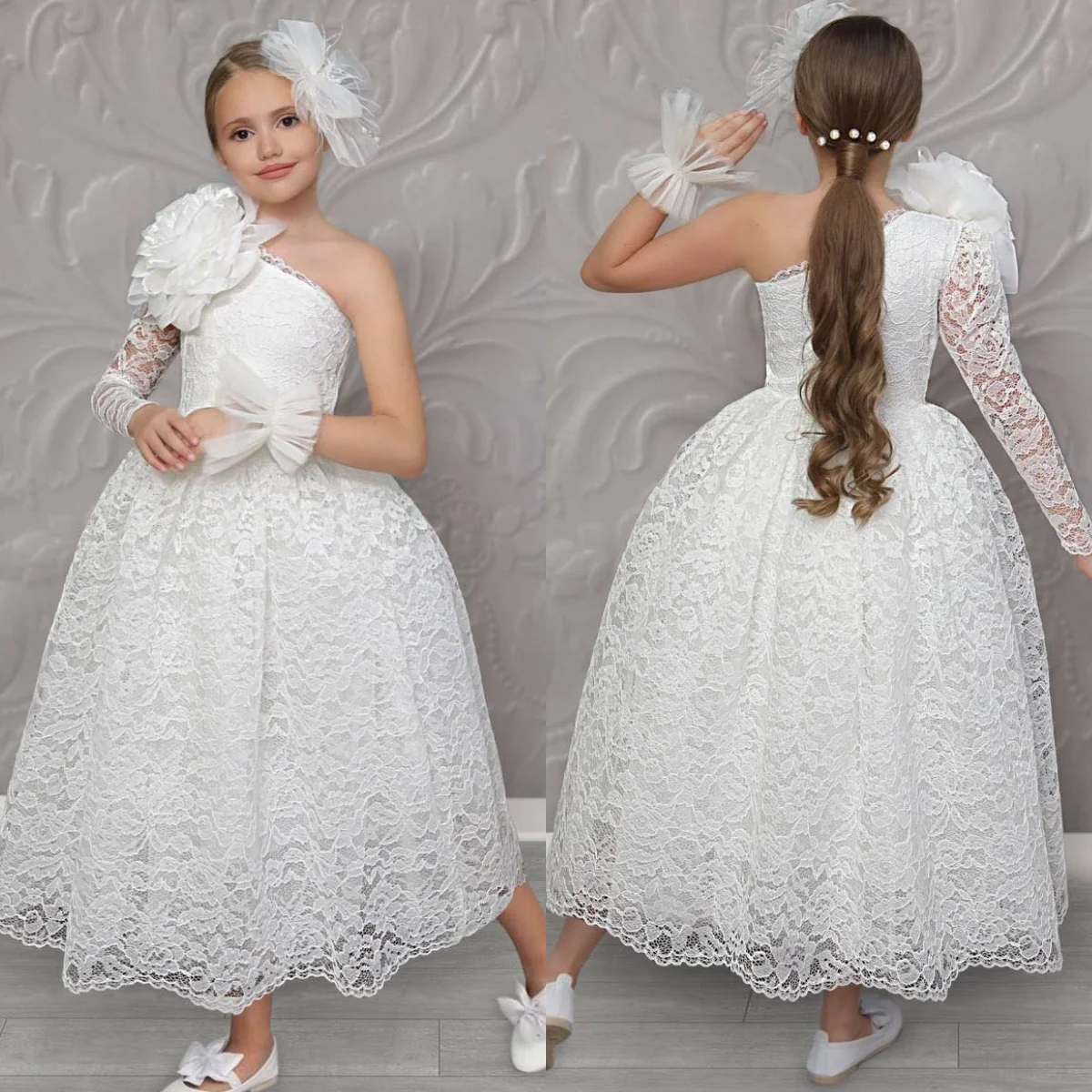 One Shoulder Flower Girl Dresses For Wedding Customized Full Lace Floral Princess Baby Birthday Gowns First Communion Dress
One Shoulder Flower Girl Dresses For Wedding Customized Full Lace Floral Princess Baby Birthday Gowns First Communion Dress
