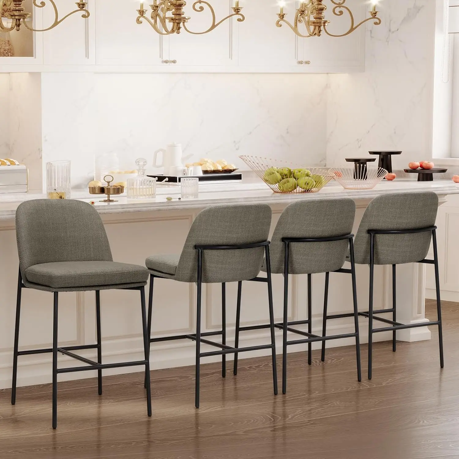 Counter Height Bar Stools Set of 4, 25 Inch Modern Fabric Kitchen Island Stools with Back, Upholstered Counter Barstools Arml
Counter Height Bar Stools Set of 4, 25 Inch Modern Fabric Kitchen Island Stools with Back, Upholstered Counter Barstools Arml