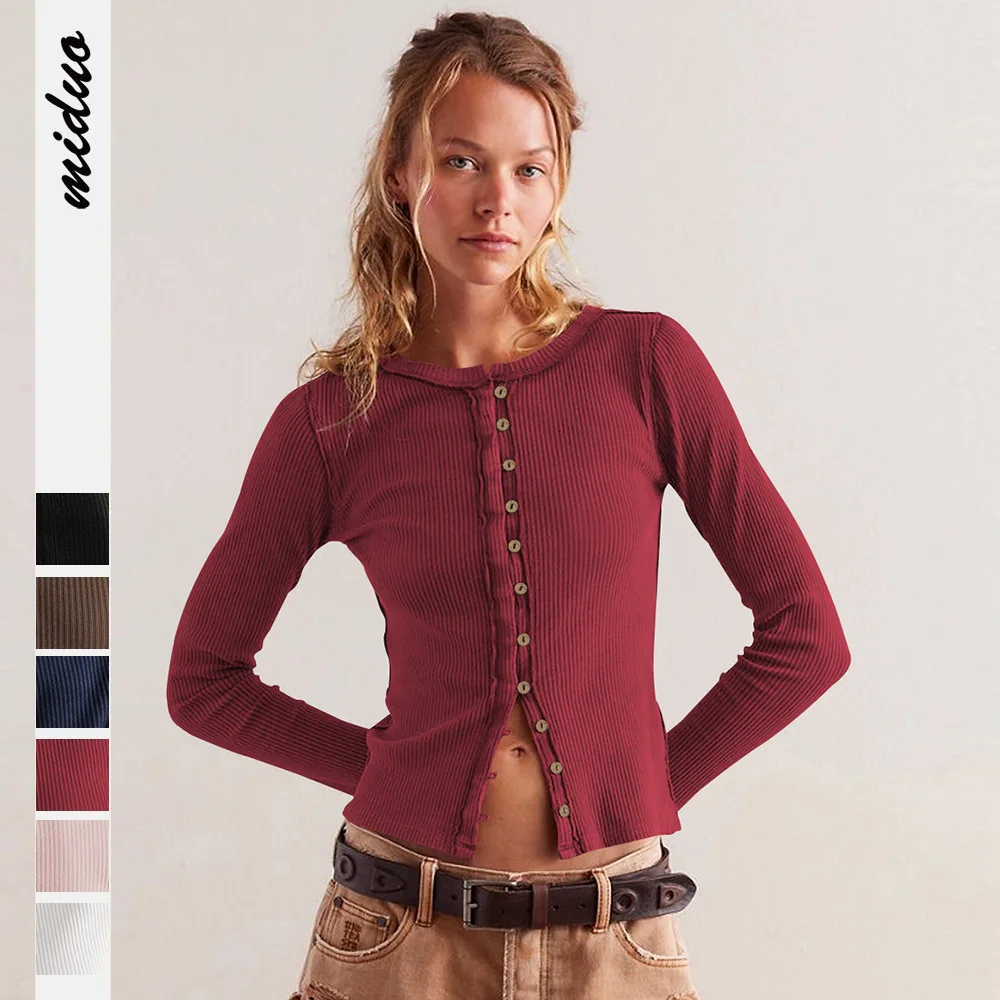 Fashion Women's Long Sleeved Round Neck Button Ribbed Solid Color Autumn and Winter Warm Cardigan Jacket for Women
Fashion Women's Long Sleeved Round Neck Button Ribbed Solid Color Autumn and Winter Warm Cardigan Jacket for Women