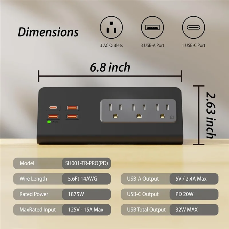 Полоса питания FORW с зажимом USB-C — 3 розетки переменного тока, 4 USB-порта для быстрой зарядки для домашнего офиса, питания в отеле
Полоса питания FORW с зажимом USB-C — 3 розетки переменного тока, 4 USB-порта для быстрой зарядки для домашнего офиса, питания в отеле