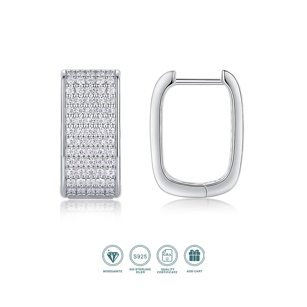 2pcs Moissanite Rectangular Hoop Earrings 925 Sterling Silver 18K Gold Plated Full Pavé Design Gift GRA Certified
2pcs Moissanite Rectangular Hoop Earrings 925 Sterling Silver 18K Gold Plated Full Pavé Design Gift GRA Certified
