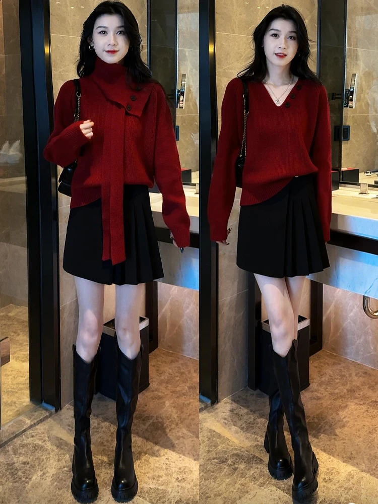 Свитер со съемным шарфом, женская трикотажная кофта для ношения под одеждой, утягивающий топ, осенне-зимняя новинка, V-образный вырез, длинный рукав, стандартный размер
Свитер со съемным шарфом, женская трикотажная кофта для ношения под одеждой, утягивающий топ, осенне-зимняя новинка, V-образный вырез, длинный рукав, стандартный размер