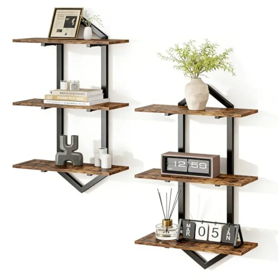 3 Tier Floating Shelves, Set of 2 Wall Shelves for Living Room, Modern Geometric Wooden Shelf for Wall Decor, Hanging Storage S
3 Tier Floating Shelves, Set of 2 Wall Shelves for Living Room, Modern Geometric Wooden Shelf for Wall Decor, Hanging Storage S