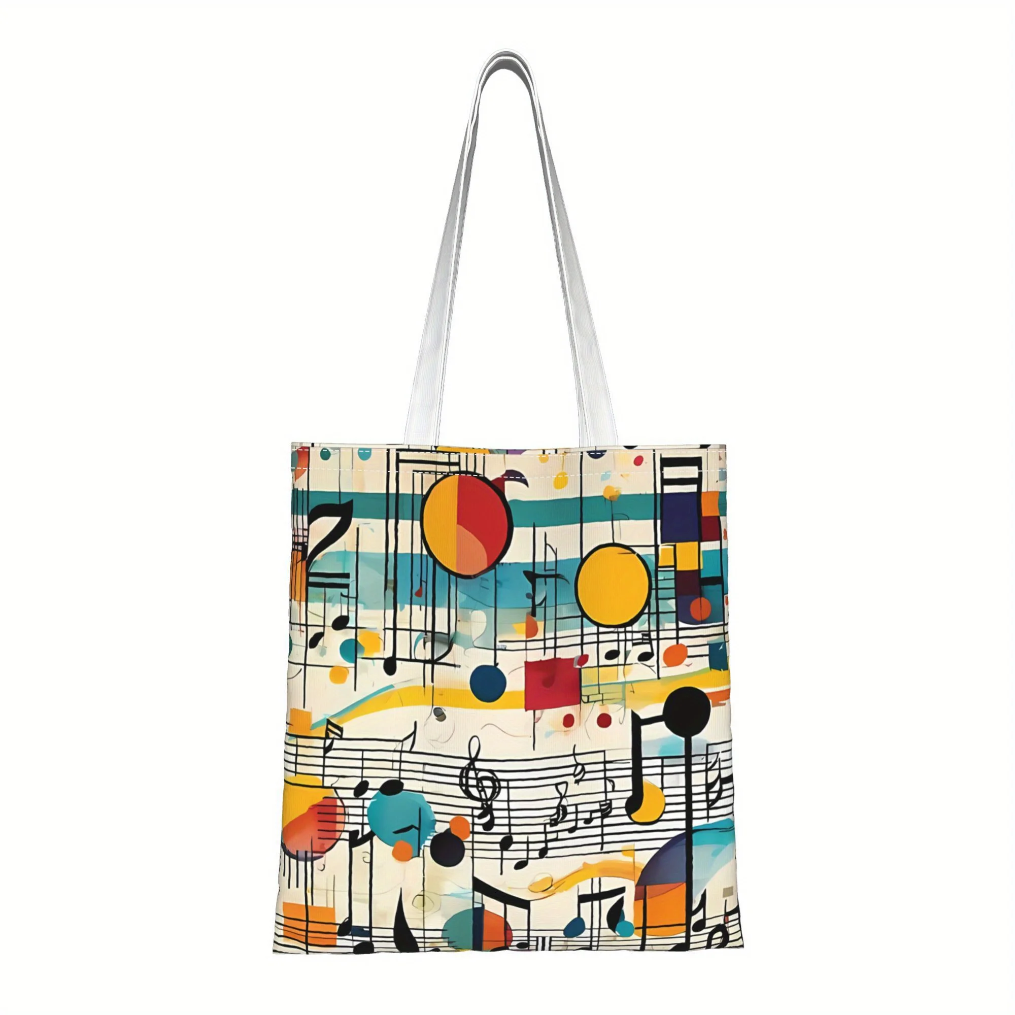 Сумка-тоут из полиэстера с музыкальными нотами — яркий абстрактный дизайн с нотами соль и восьмитонными нотами, фиксированный плечевой ремень
Сумка-тоут из полиэстера с музыкальными нотами — яркий абстрактный дизайн с нотами соль и восьмитонными нотами, фиксированный плечевой ремень