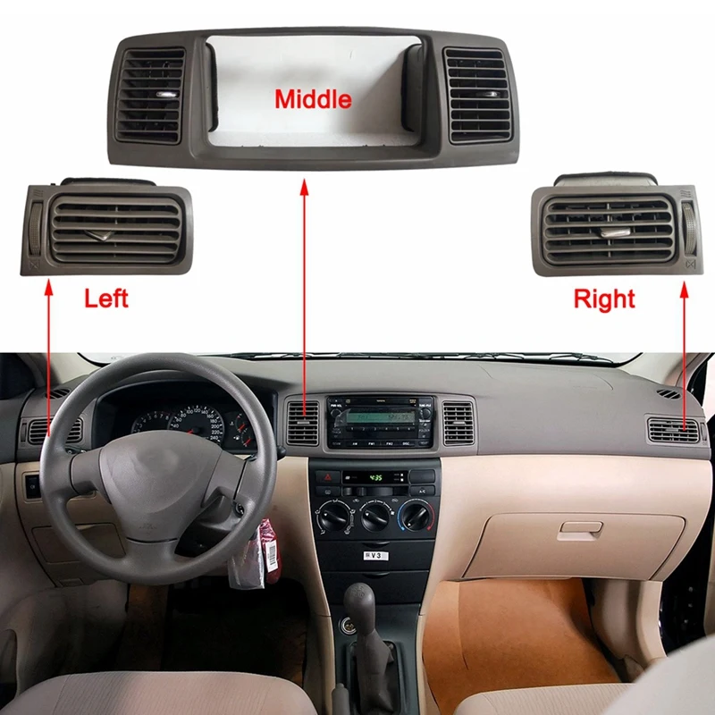 3Pcs Car Dashboard A/C Air Conditioning Outlet Vent Panel Grille Frame Radio Fascia For Toyota Corolla E120 EX 03-06
3Pcs Car Dashboard A/C Air Conditioning Outlet Vent Panel Grille Frame Radio Fascia For Toyota Corolla E120 EX 03-06