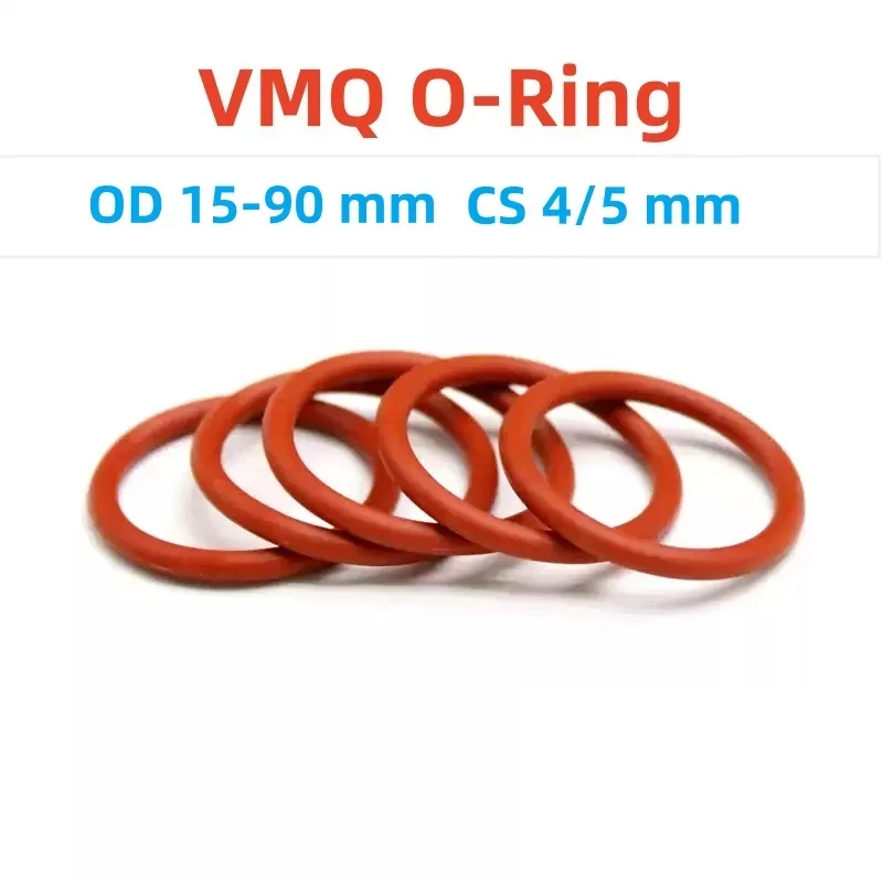 Red Silicone O-Ring OD 15-90 mm Thickness CS 4/5 mm Food Grade Silicone Sealing Ring VMQ Waterproof Insulation -35℃~200℃
Red Silicone O-Ring OD 15-90 mm Thickness CS 4/5 mm Food Grade Silicone Sealing Ring VMQ Waterproof Insulation -35℃~200℃
