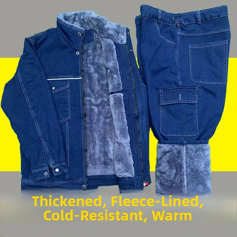 Утепленный джинсовый костюм из флиса: куртка и брюки для мужчин, зимний комплект, износостойкий хлопковый костюм с защитой от ожогов
Утепленный джинсовый костюм из флиса: куртка и брюки для мужчин, зимний комплект, износостойкий хлопковый костюм с защитой от ожогов