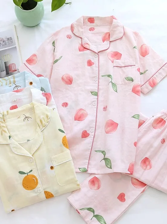 Casual ort Sve Lapel Pajamas for Women Summer Thin Fabric Home Clothes Spwear Comfortable Breathable Youth Size
Casual ort Sve Lapel Pajamas for Women Summer Thin Fabric Home Clothes Spwear Comfortable Breathable Youth Size