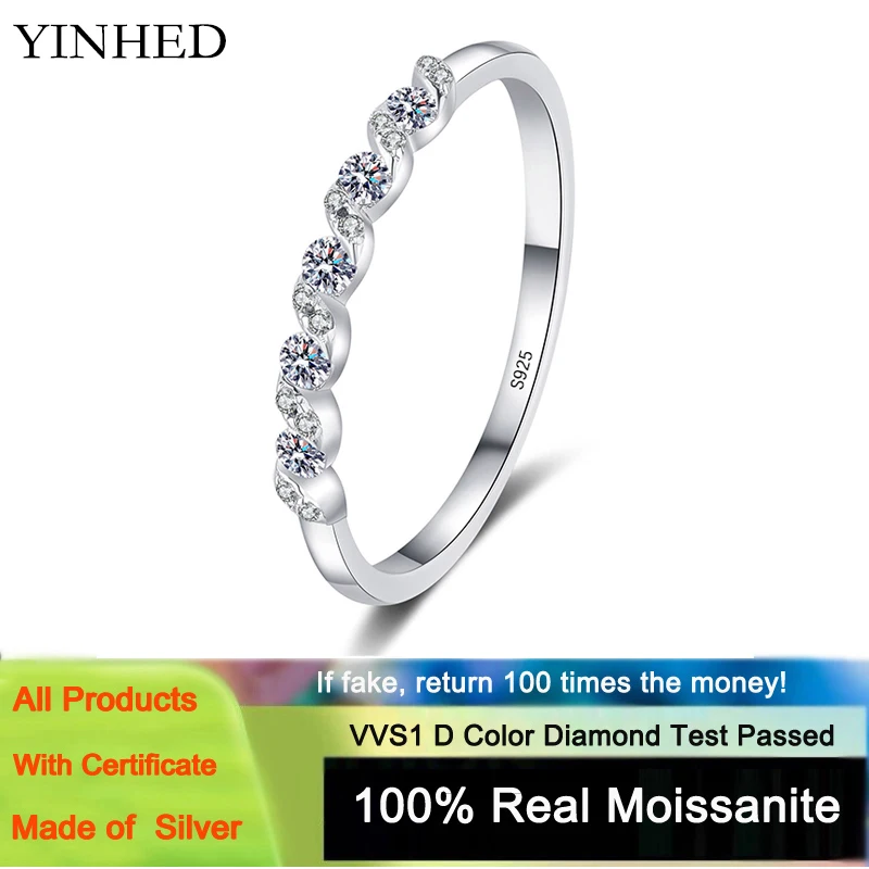 YINHED Simple Syle Water Ripple Finger Rings for Women Real 925 Sterling Silver Plated PT950 Platinum Moissanite Fine Jewelry
YINHED Simple Syle Water Ripple Finger Rings for Women Real 925 Sterling Silver Plated PT950 Platinum Moissanite Fine Jewelry